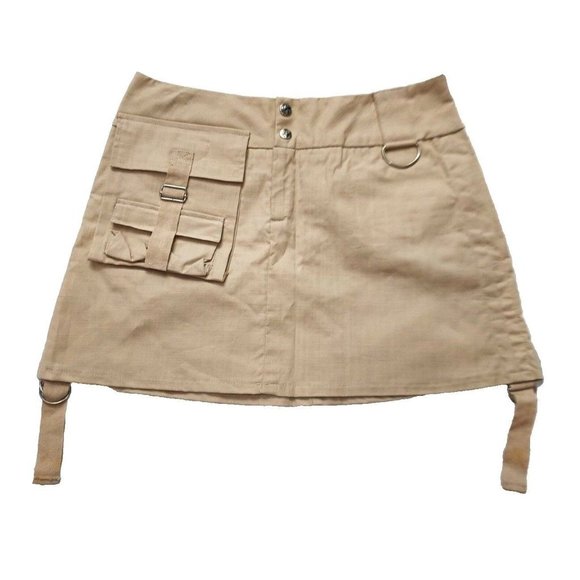 Mighty Fine Dresses & Skirts - Vintage Double Zero Womens Mini Skirt, Tan, Medium